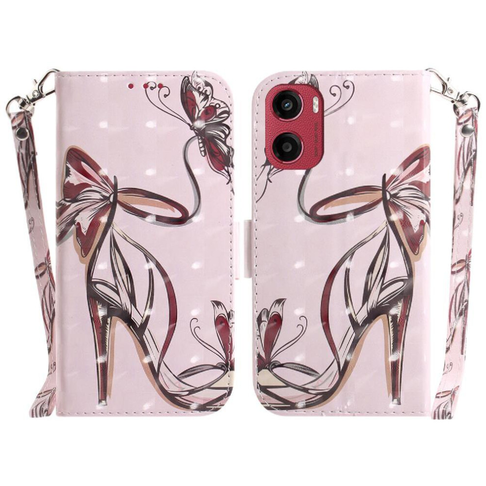 (C6) 3D Painted Protective Case For Motorola Moto E15 Card Slots Wallet Magnetic Closure Lanyard Pu Leather 764563399796