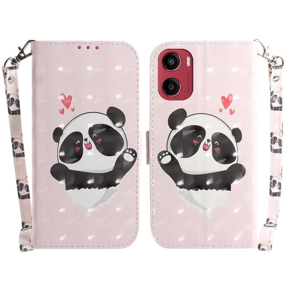 (C7 ) 3D Painted Protective Case For Motorola Moto E15 Card Slots Wallet Magnetic Closure Lanyard Pu Leather 764563399802