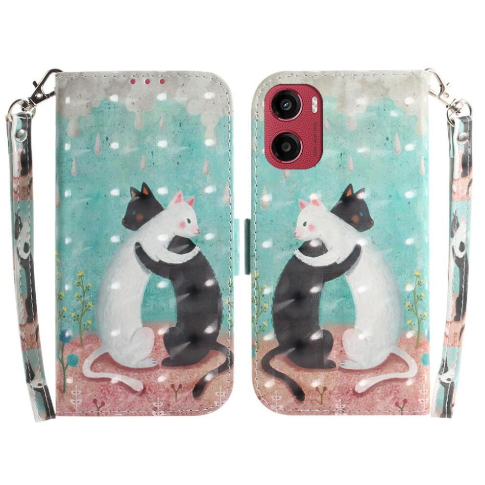 (C9 ) 3D Painted Protective Case For Motorola Moto E15 Card Slots Wallet Magnetic Closure Lanyard Pu Leather 764563399826