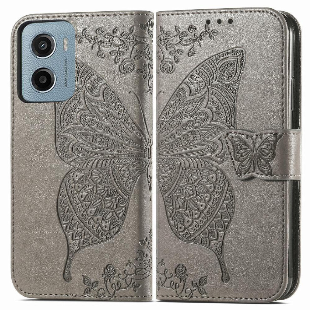 ( ) Flip Case For Motorola Moto G05 Wallet Multi-Color Butterfly Wing Business Gray 764563400249