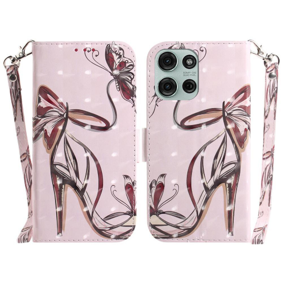 (C6) 3D Painted Protective Case For Motorola Moto G75 5G Magnetic Closure Pu Leather Lanyard Card Slots 764563400393
