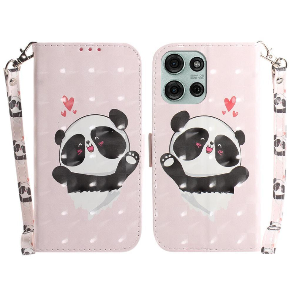 (C7 ) 3D Painted Protective Case For Motorola Moto G75 5G Magnetic Closure Pu Leather Lanyard Card Slots 764563400409