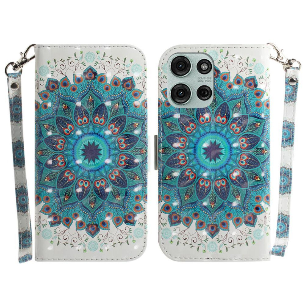 (C3 ) 3D Painted Protective Case For Motorola Moto G75 5G Magnetic Closure Pu Leather Lanyard Card Slots 764563400362