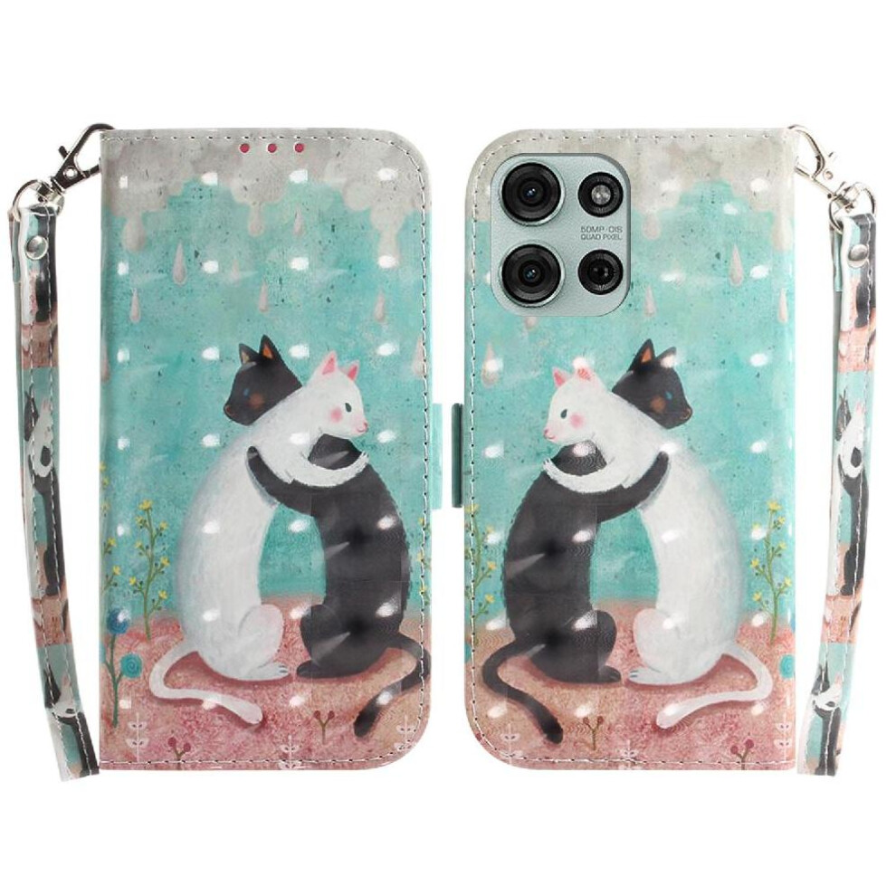 (C9 ) 3D Painted Protective Case For Motorola Moto G75 5G Magnetic Closure Pu Leather Lanyard Card Slots 764563400423
