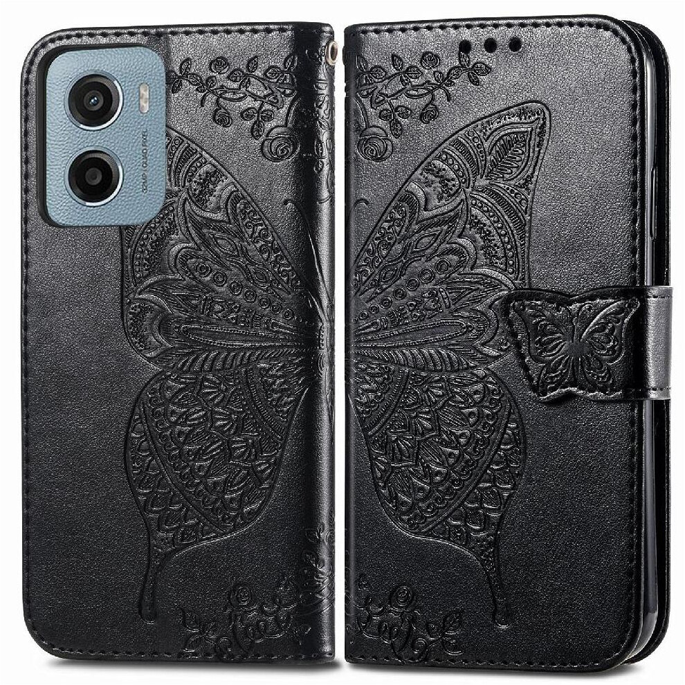 (Black) Flip Case For Motorola Moto E15 Multi-Color Wallet Wing Business Butterfly Black 764563400270