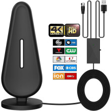 560 Miles Range Indoor/Outdoor HDTV Antenna with Amplifier — 4K/1080p HD, Free Local Channels, 32.8ft Coax Cable