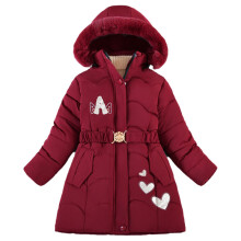 (Burgundy, 6-7Years) Kids Girls letter Coat Parka Jacket Warm Long UK