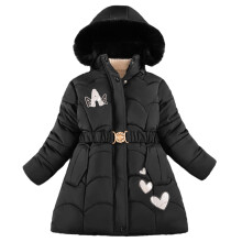 (Black, 6-7Years) Kids Girls letter Coat Parka Jacket Warm Long UK