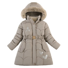(Khaki, 6-7Years) Kids Girls letter Coat Parka Jacket Warm Long UK