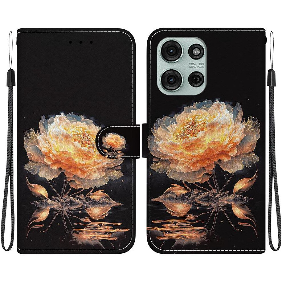 (C2) Flip Case For Motorola Moto G75 5G Pu Leather Butterfly Flower Painted Wallet Magnetic Closure Card Slots 764563401093