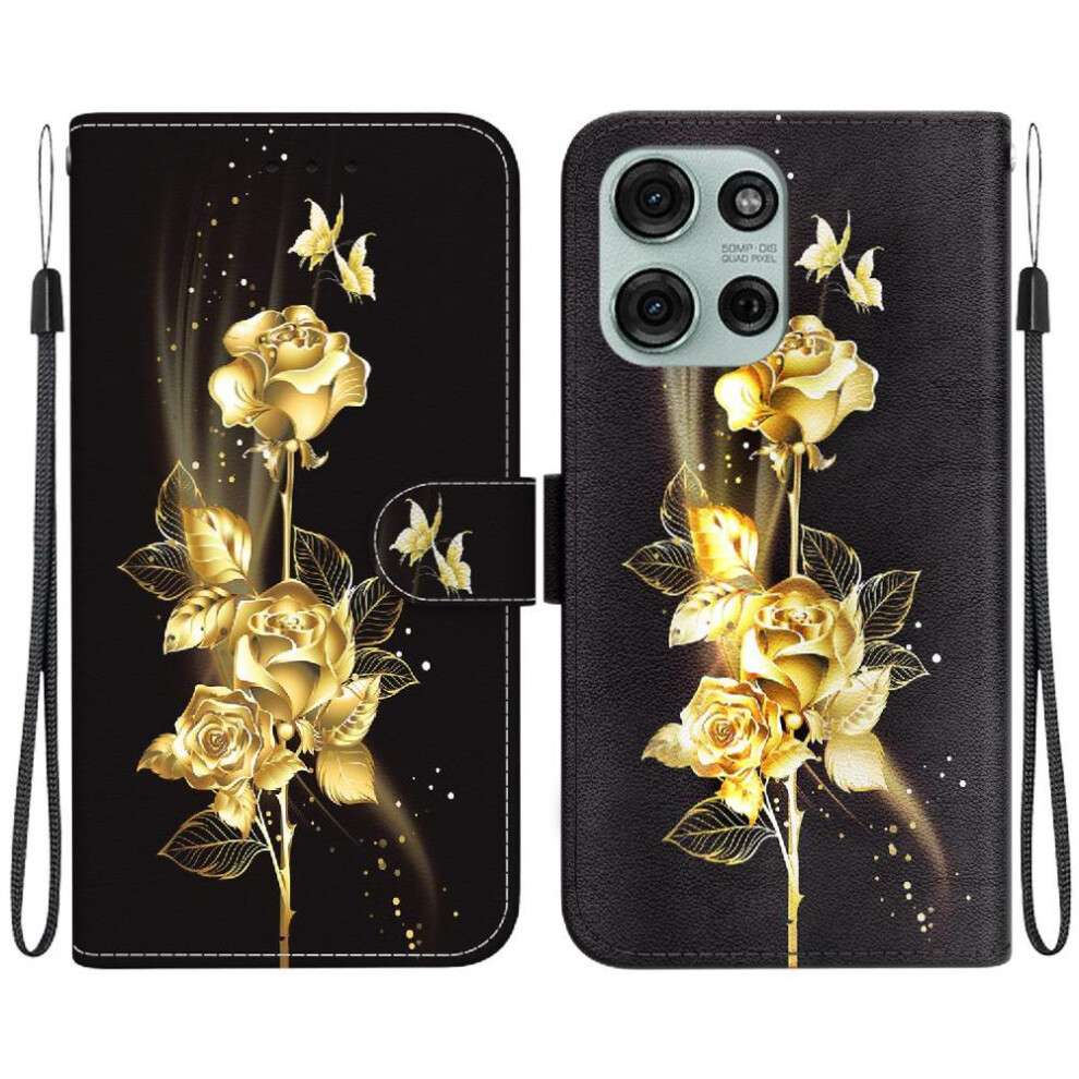(Ohter) Flip Case For Motorola Moto G75 5G Pu Leather Butterfly Flower Painted Wallet Magnetic Closure Card Slots 764563401116