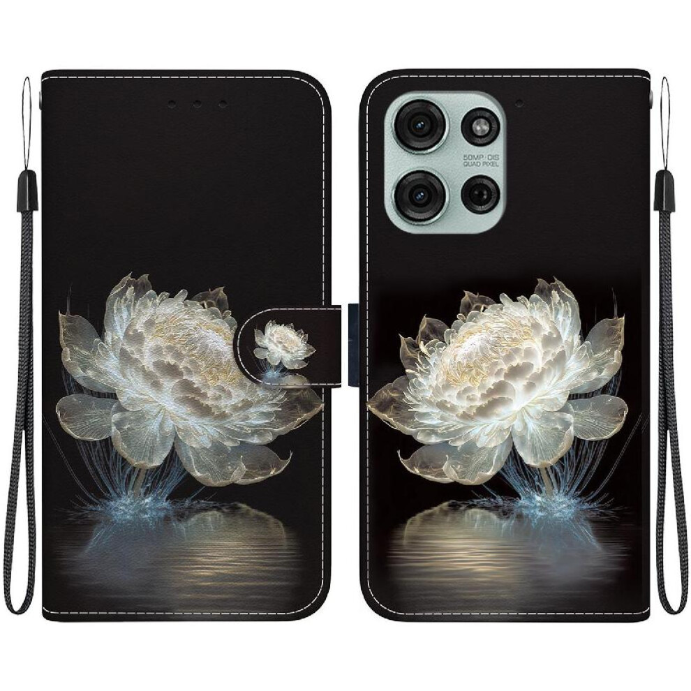 (C3 ) Flip Case For Motorola Moto G75 5G Pu Leather Butterfly Flower Painted Wallet Magnetic Closure Card Slots 764563401109