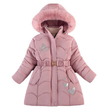 (Pink, 5-6Years) Kids Girls letter Coat Parka Jacket Warm Long UK