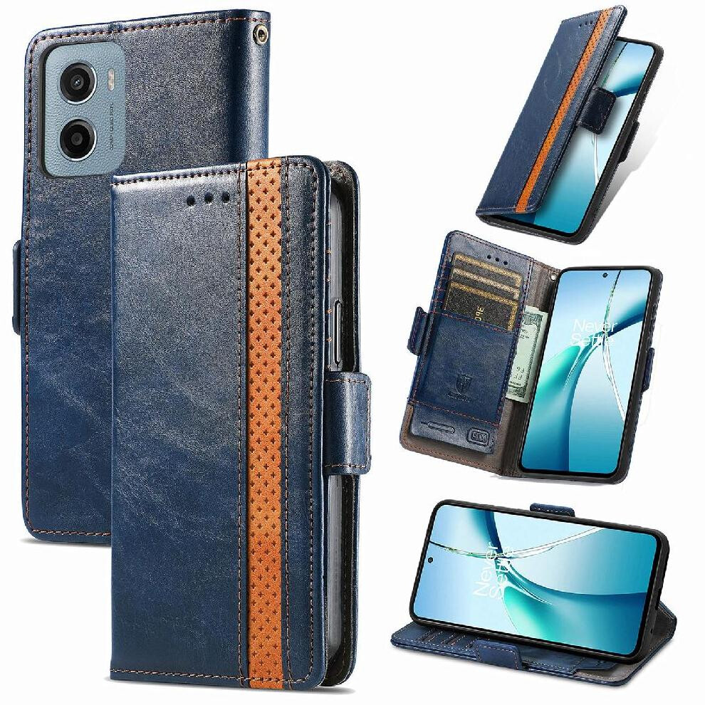 (Blue) Case For Motorola Moto G05 Business Multi-Card Slot Multi-Color Wallet Splicing Blue 764563401864