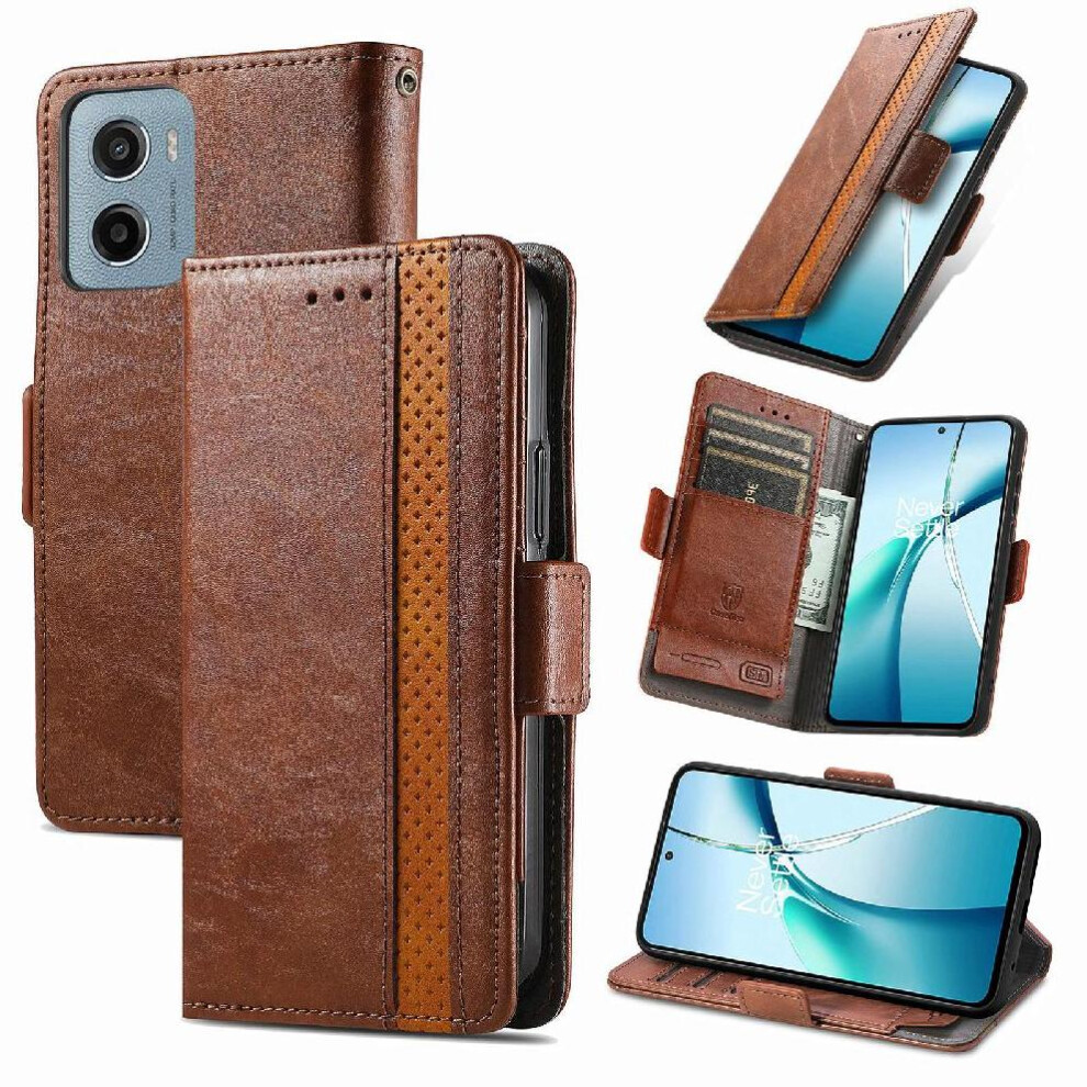 (Brown) Case For Motorola Moto G05 Business Multi-Card Slot Multi-Color Wallet Splicing Brown 764563401871