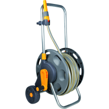 HOZELOCK - Cart Plus 50m (ø 12.5 mm) Assembled : Max Capacity 60m, 1-piece Rewind Handle, Sturdy Frame for General Use,