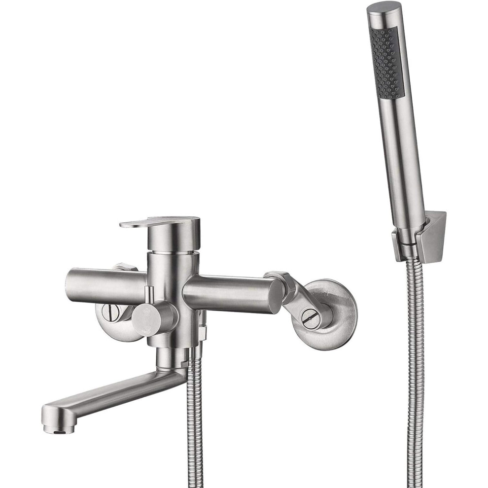 (Extended Version) Home Bath Tap Wall Fitting Bath Spout 35 Cm Long With Diverter Valve Shower Fitting Single Lever Shower Mixer 749691193232