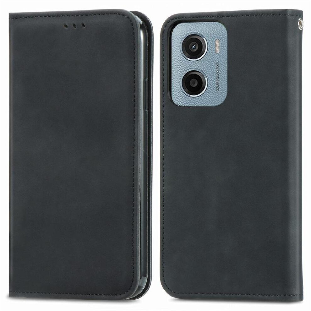 (Black) Flip Case For Motorola Moto E15 Simple Business Shockproof Leather Case Flip Cover Wallet Black 764563402465