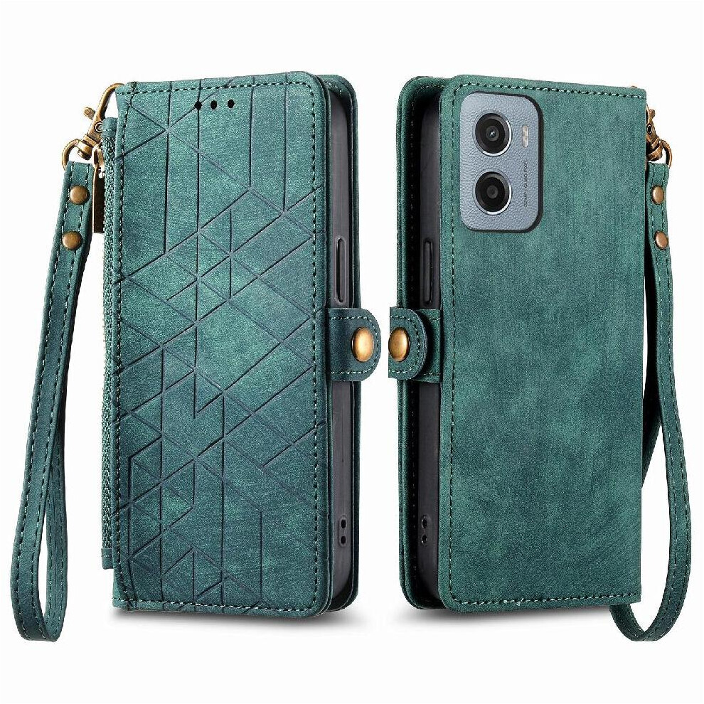 (Green) Flip Case For Motorola Moto E15 Flip Cover Simple Business Leather Case Wallet Shockproof Green 764563402793