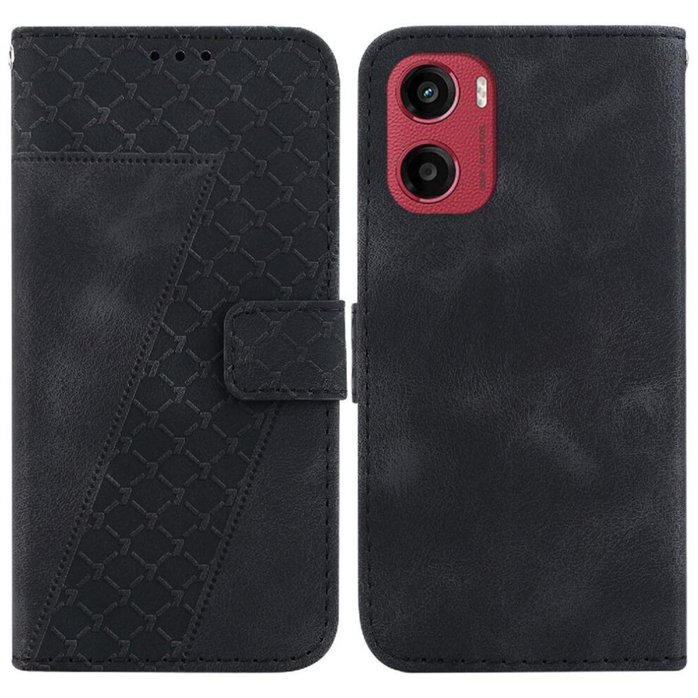 (Black) Phone Case For Motorola Moto G05 Card Slot Function Flip Folio Cover Pu Leather Embossed Pattern Wallet Black 764563402946