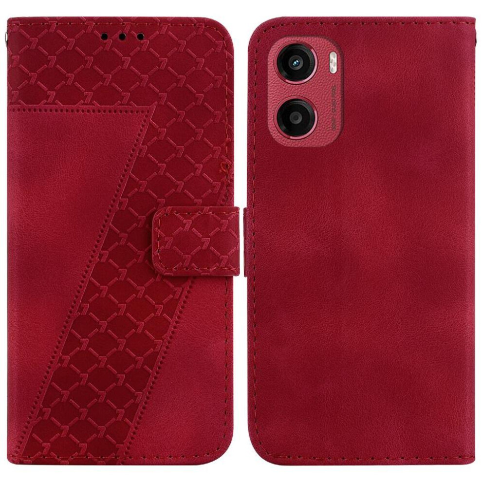 (Red) Phone Case For Motorola Moto G05 Card Slot Function Flip Folio Cover Pu Leather Embossed Pattern Wallet Red 764563402939