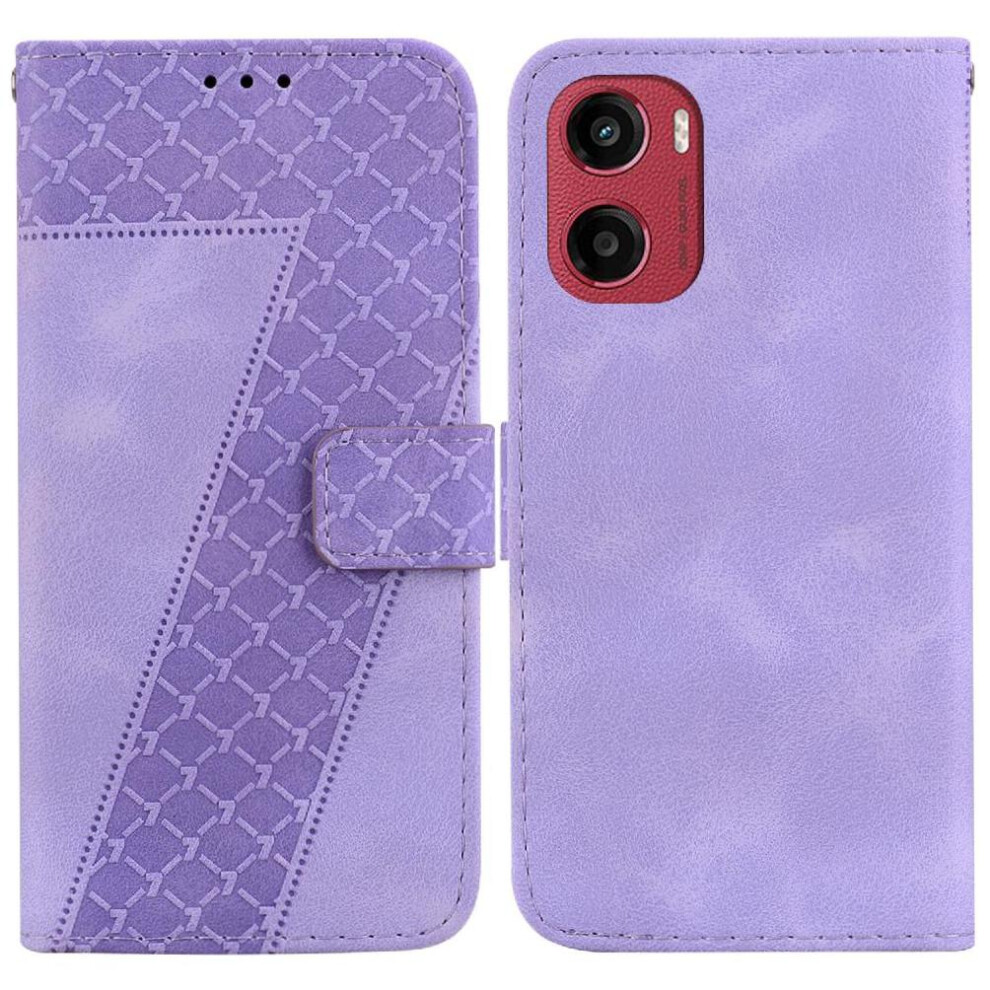 (Purple) Phone Case For Motorola Moto G05 Card Slot Function Flip Folio Cover Pu Leather Embossed Pattern Wallet Purple 764563402908