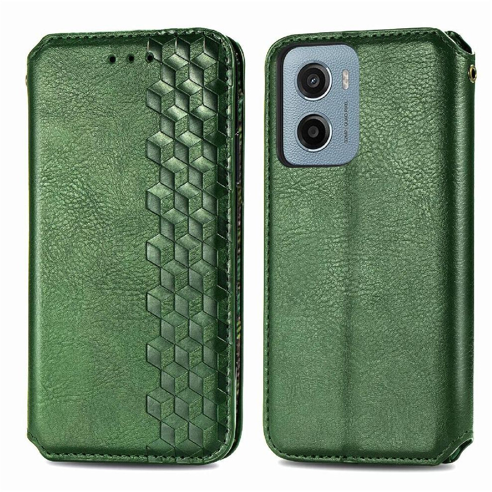 (Green) Flip Case For Motorola Moto E15 Flip Cover Wallet Function Leather Case Exquisite Business Fashion Design Green 764563403134