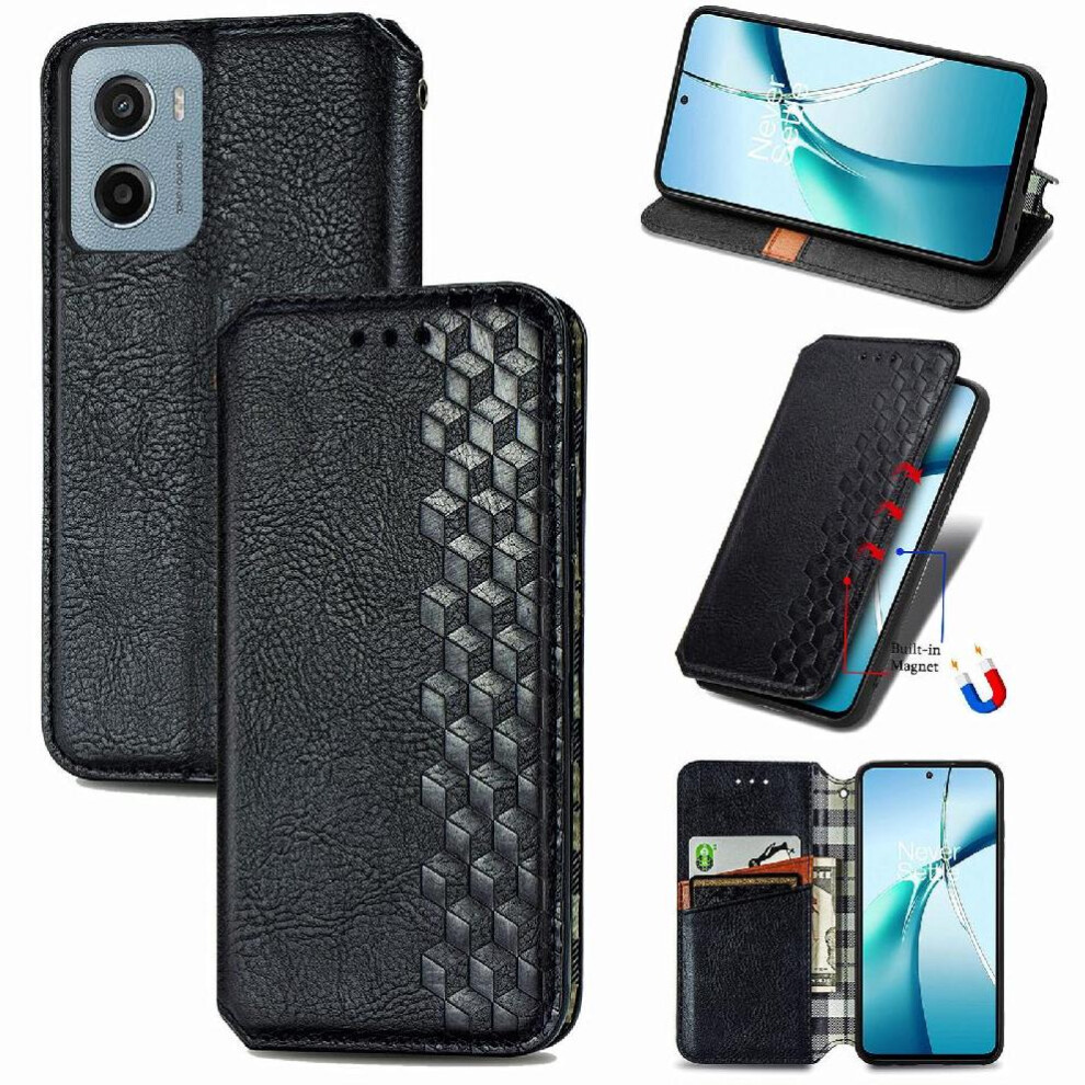 (Black) Flip Case For Motorola Moto E15 Flip Cover Wallet Function Leather Case Exquisite Business Fashion Design Black 764563403110