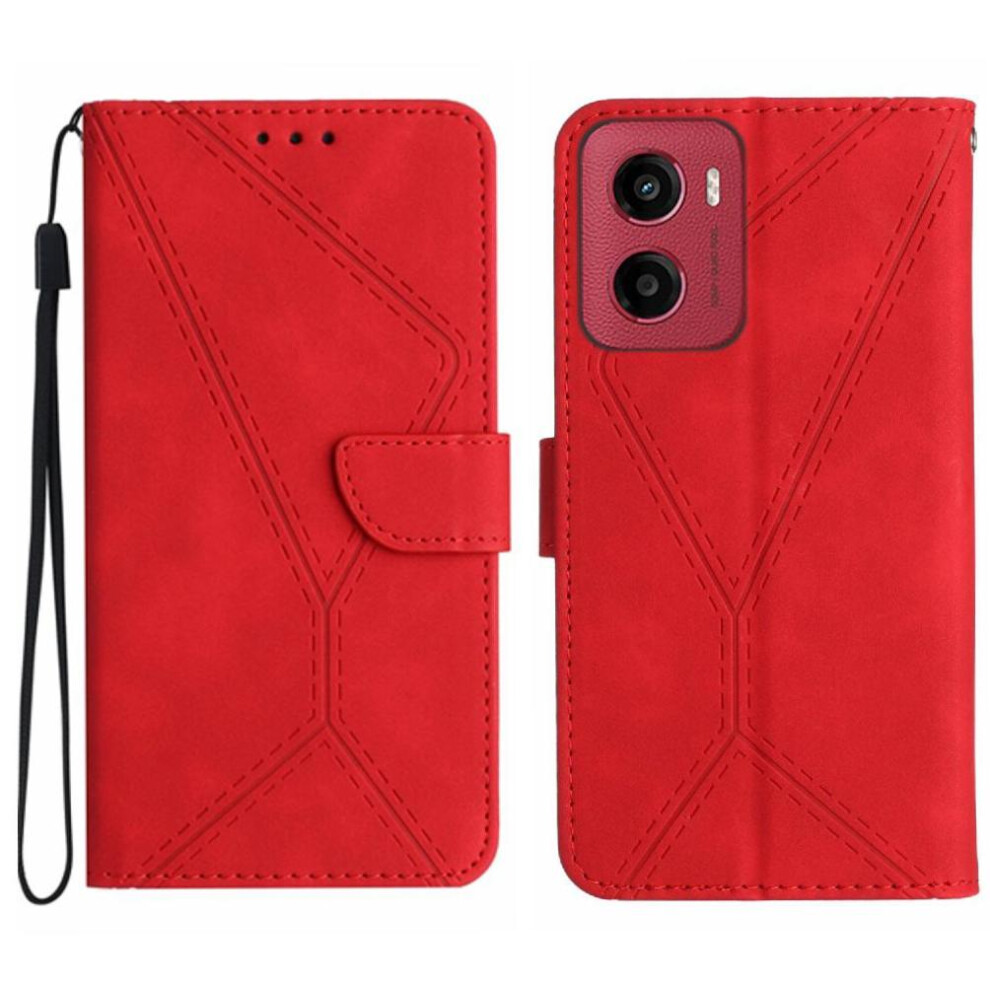 (Red) Case For Motorola Moto G05 Stitching Embossed High Quality Tpu Leather Wallet Soft Pu Leather Red 764563403844