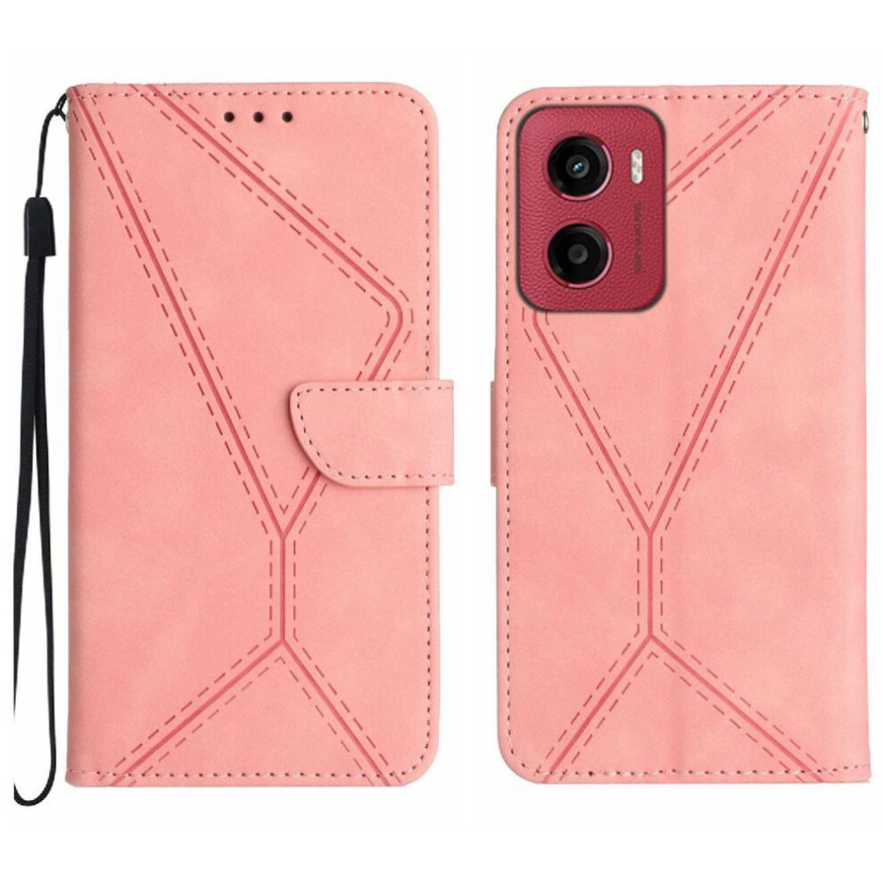 (Pink) Case For Motorola Moto G05 Stitching Embossed High Quality Tpu Leather Wallet Soft Pu Leather Pink 764563403837