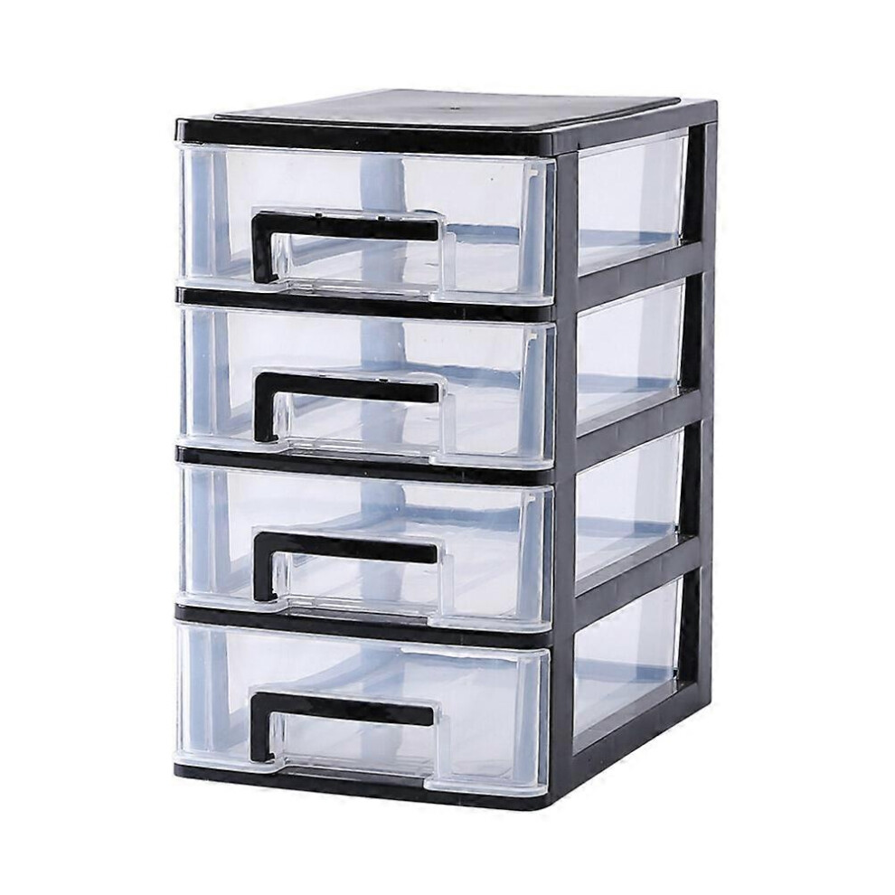 Kricely (As Show, One Size) 4 Layers Transparent Desktop Drawer Type Storage Box Plastic Mini Cosmetics Storage Organizer Sundries Holder ( And Transpare Black