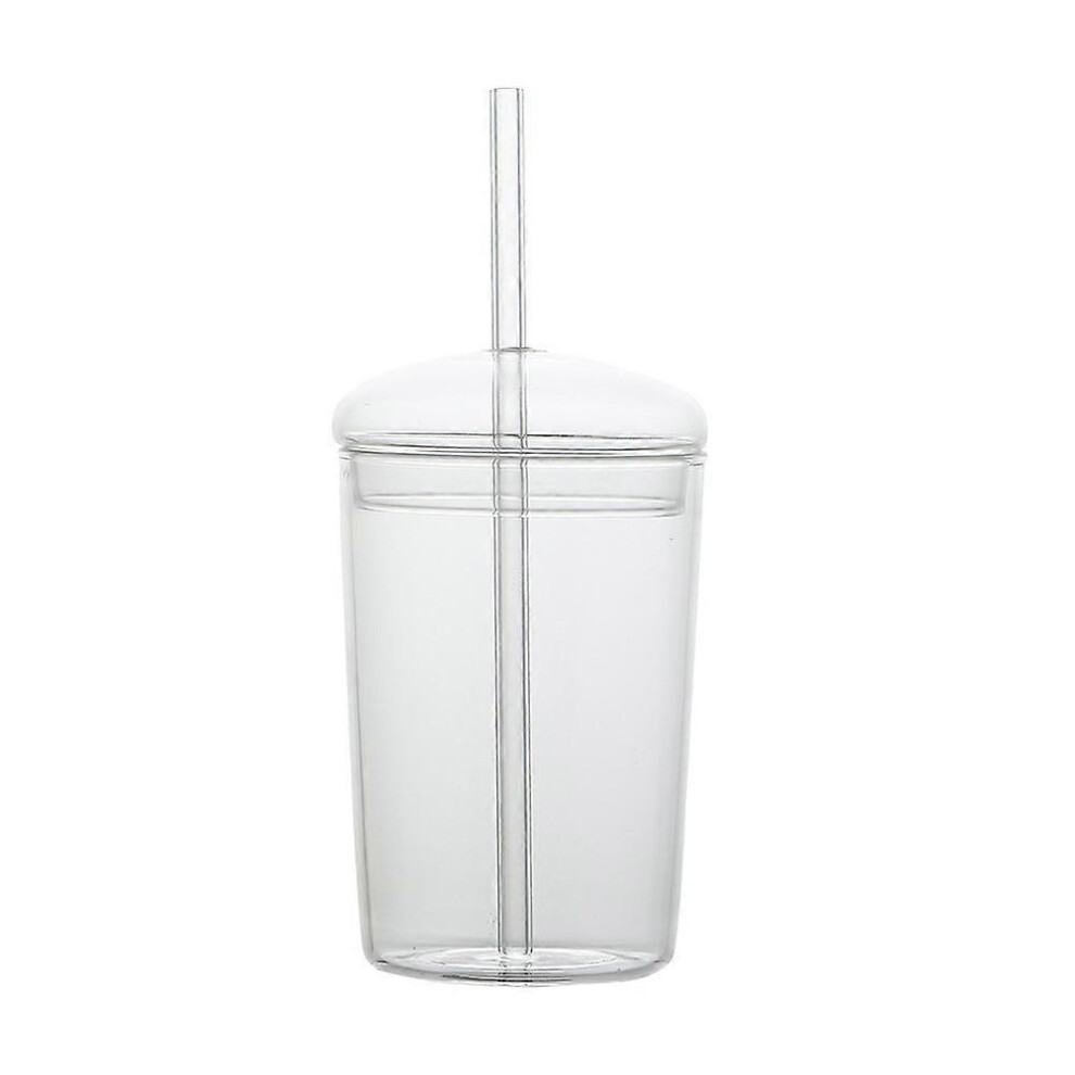 Kricely (As Show, One Size) Glass Straw Cup Large Capacity Glass Cup Household Beverage Cup Glass Drinking Cup