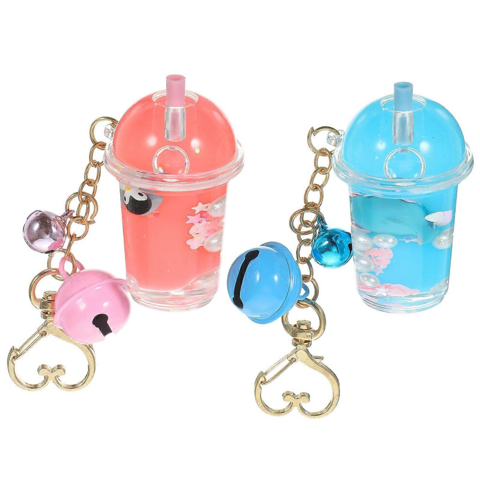 Kricely (, One Size) 2Pcs Lovely Milk Bottle Bell Keychains Keyrings Bag Ornaments Bag Pendants Blue