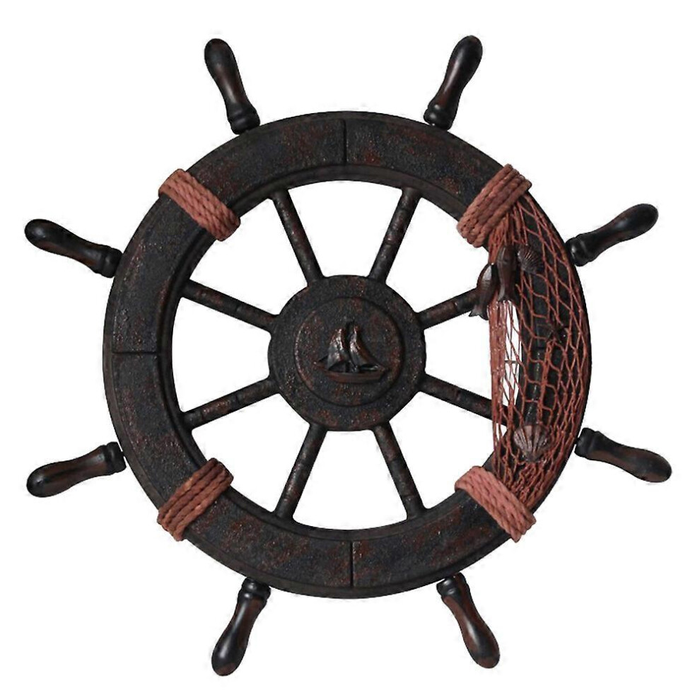 Kricely (As Show, One Size) 1Pc Mediterranean Captain Rudder Wall Hanging Ornament (Assorted Color)