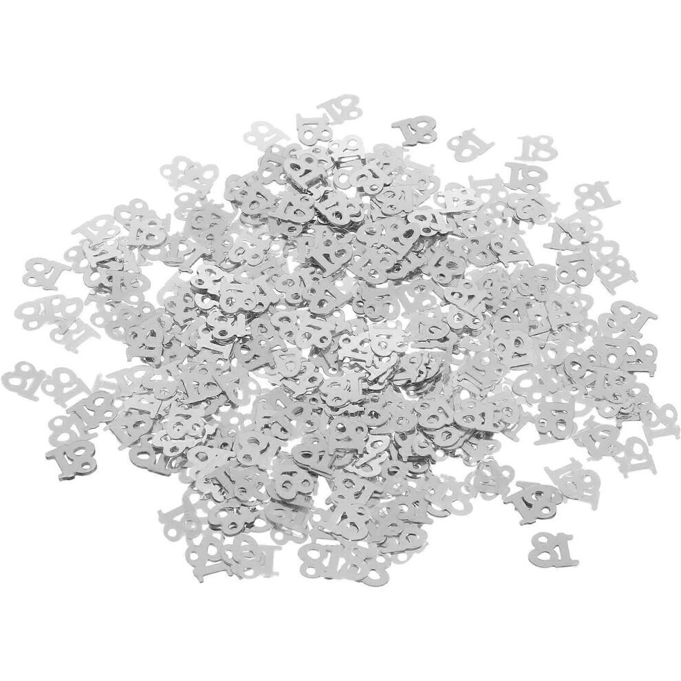 Kricely (As Show, One Size) 600Pc Monochrome Digital Birthday Confetti Party Happy Throwing Sequins Age 18 For Festival Party Decoration (Silver) Silver