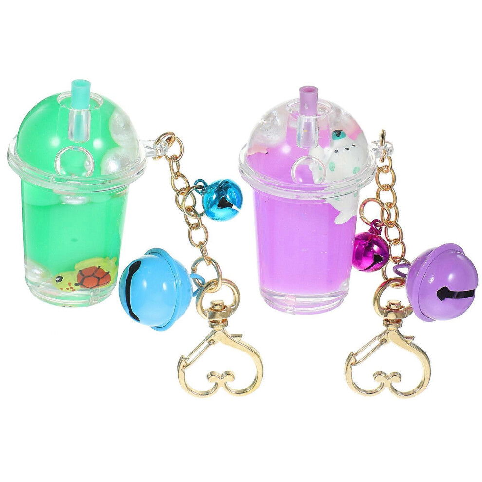 Kricely (, One Size) 2Pcs Lovely Milk Bottle Bell Keychains Keyrings Bag Ornaments Bag Pendants Green