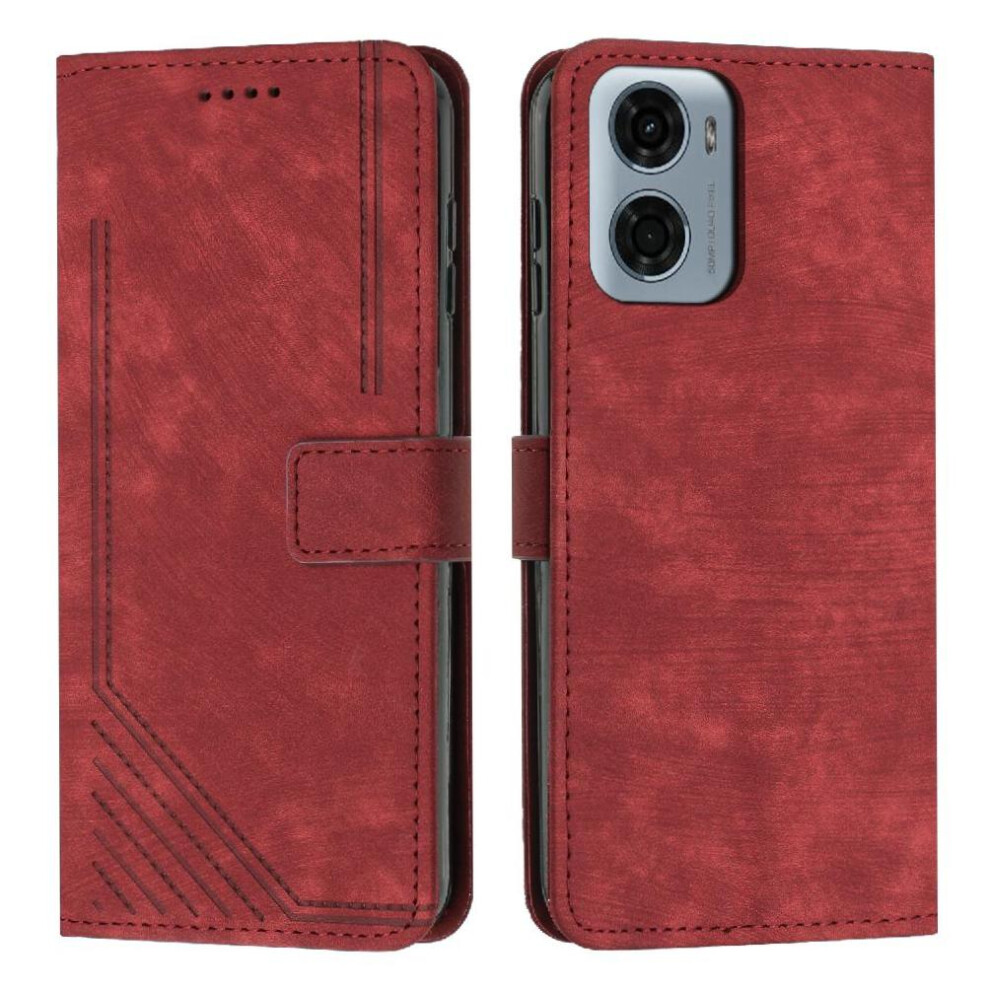 (Red) Flip Case For Motorola Moto G05 Pu Leather Kickstand Card Insertion Wallet Red 764563405190