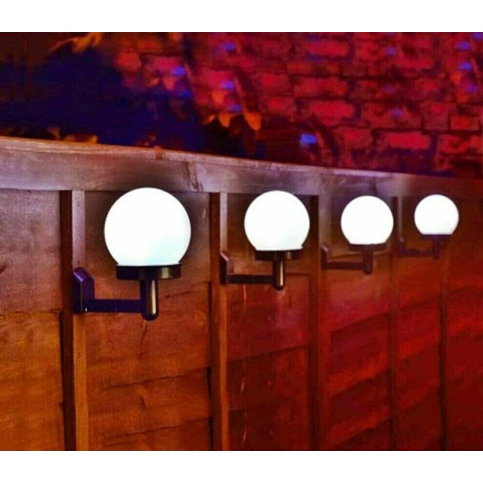(8 Pcs) LED Luna Globe Fence Solar Power Wall Security Ball Light Decking Patio