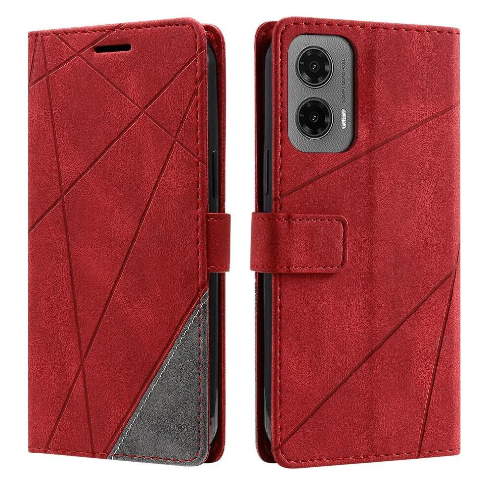 (Red) Case For Motorola Moto G35 Magnetic Shockproof Wallet Flip Folio Card Holder Kickstand Pu Leather Red 764563407033
