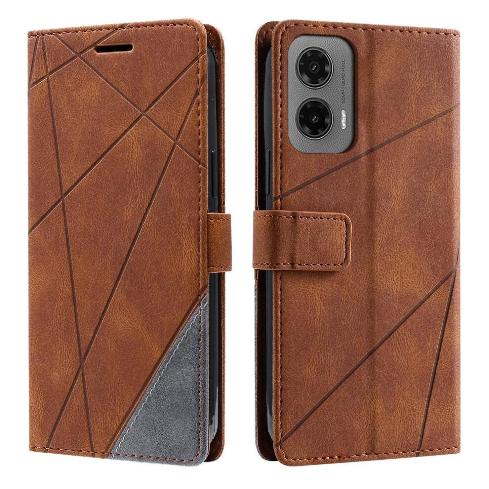 (Brown) Case For Motorola Moto G35 Magnetic Shockproof Wallet Flip Folio Card Holder Kickstand Pu Leather Brown 764563407064