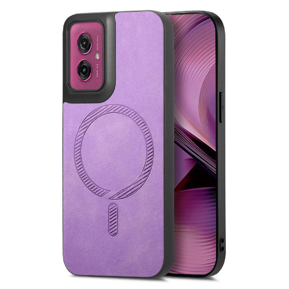 (Purple) Flip Case For Motorola Moto G55 Wireless Charging Magsafe Car Mounts Lightweight Slim Purple 764563407415