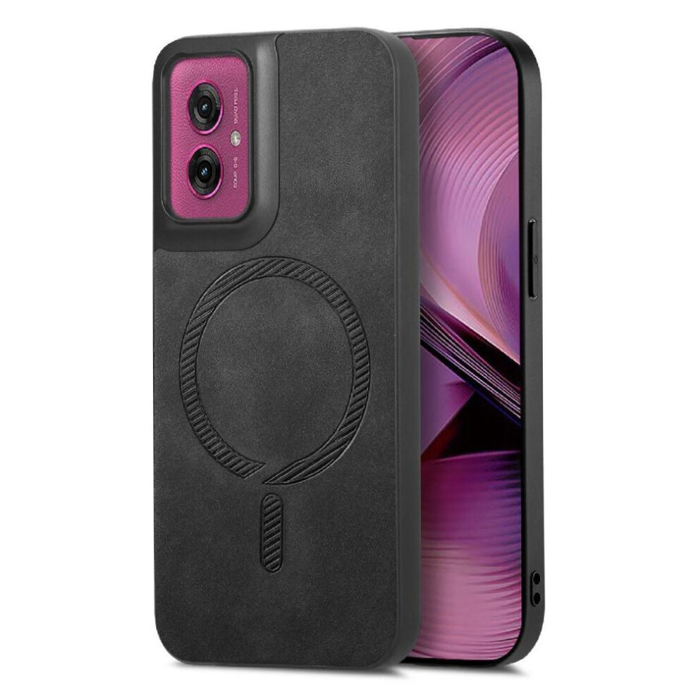 (Black) Flip Case For Motorola Moto G55 Wireless Charging Magsafe Car Mounts Lightweight Slim Black 764563407446