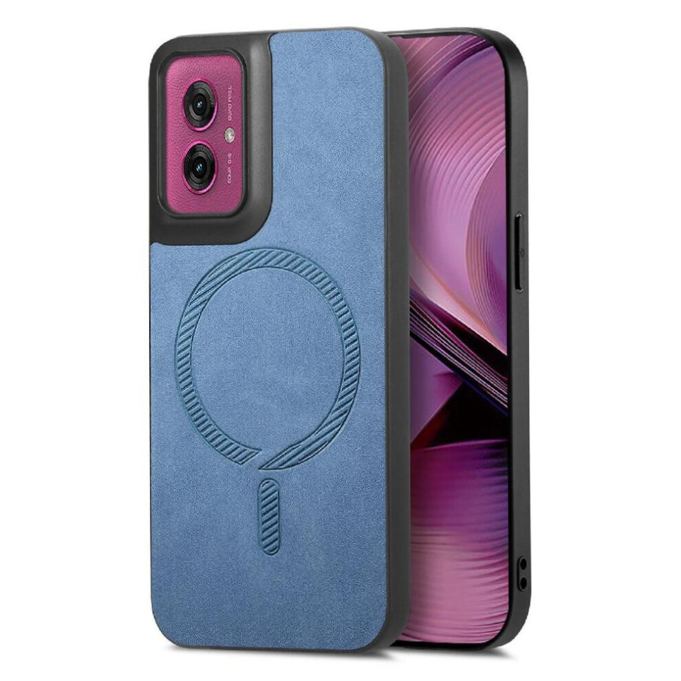 (Blue) Flip Case For Motorola Moto G55 Wireless Charging Magsafe Car Mounts Lightweight Slim Blue 764563407460