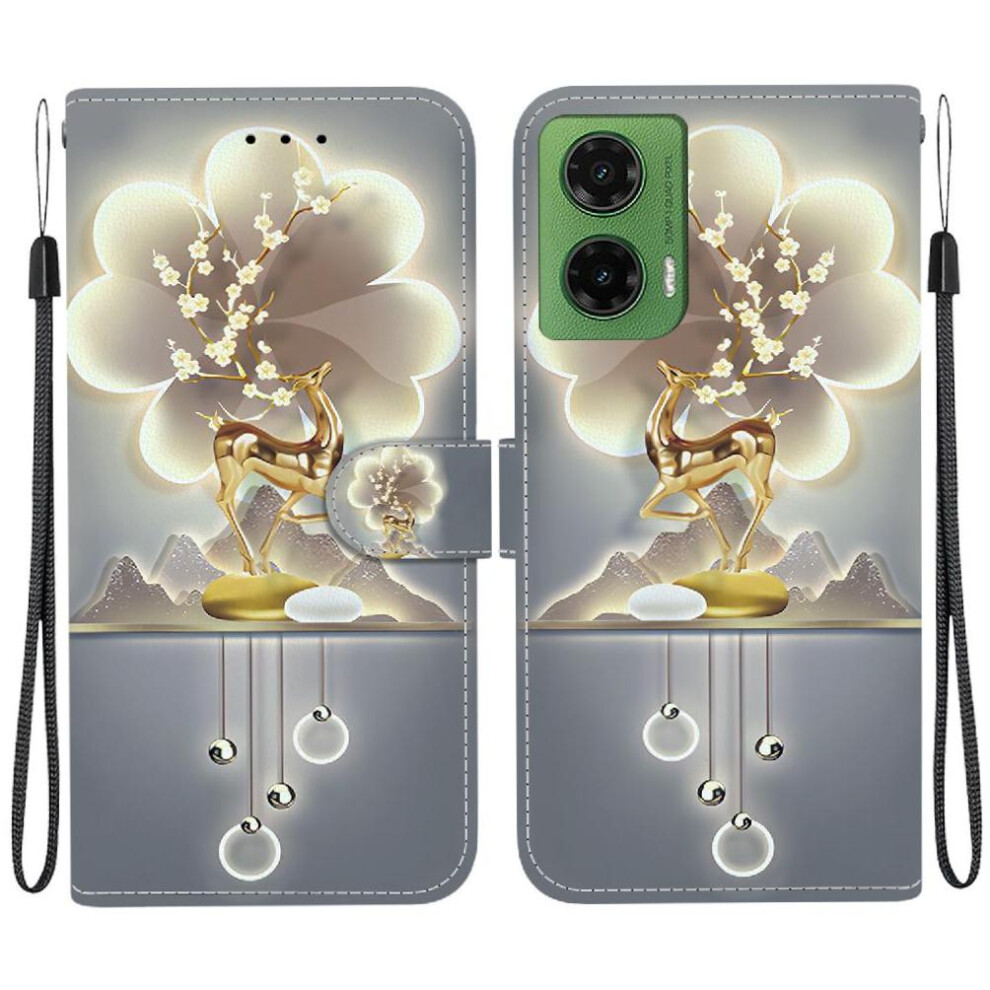 (Ohter) Flip Case For Motorola Moto G35 Card Slots Pu Leather Pattern Cover Card Slot Kickstand Wallet 764563408276