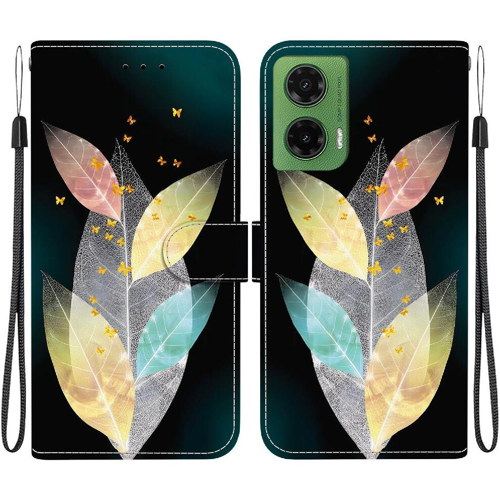 (C7 ) Flip Case For Motorola Moto G35 Card Slots Pu Leather Pattern Cover Card Slot Kickstand Wallet 764563408306