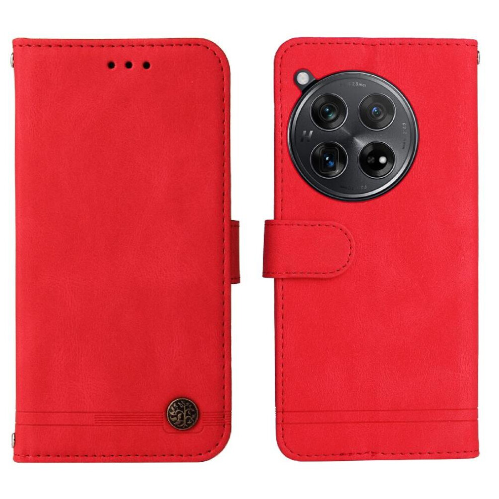 (Red) Case For Oneplus 12R Protective Cover Card Slot Holders Leather Red 764563408597