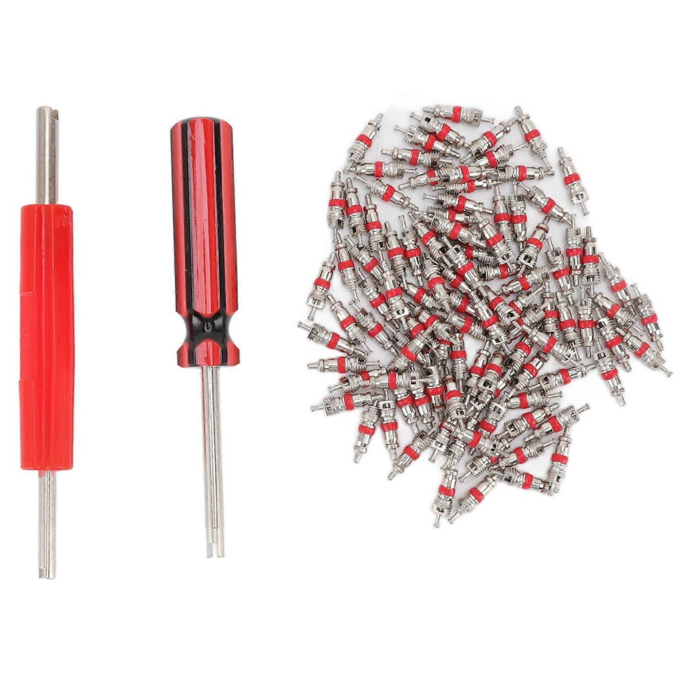 (As Show, One Size) Valve Core Tool Set With 100Pcs Valve Stem Cores 2Pcs Tire Valve Repair Tool For Car Truck Suv Bike 6909775554579