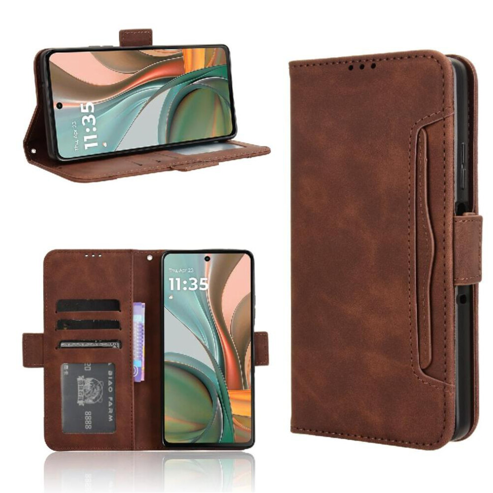 (Brown) Case For Motorola Moto G75 5G Leather Wallet Cover Magnetic Closure Adjustable Detachable Card Holder Brown 764563408856