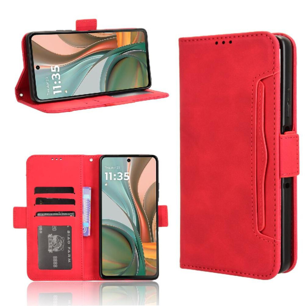 (Red) Case For Motorola Moto G75 5G Leather Wallet Cover Magnetic Closure Adjustable Detachable Card Holder Red 764563408863