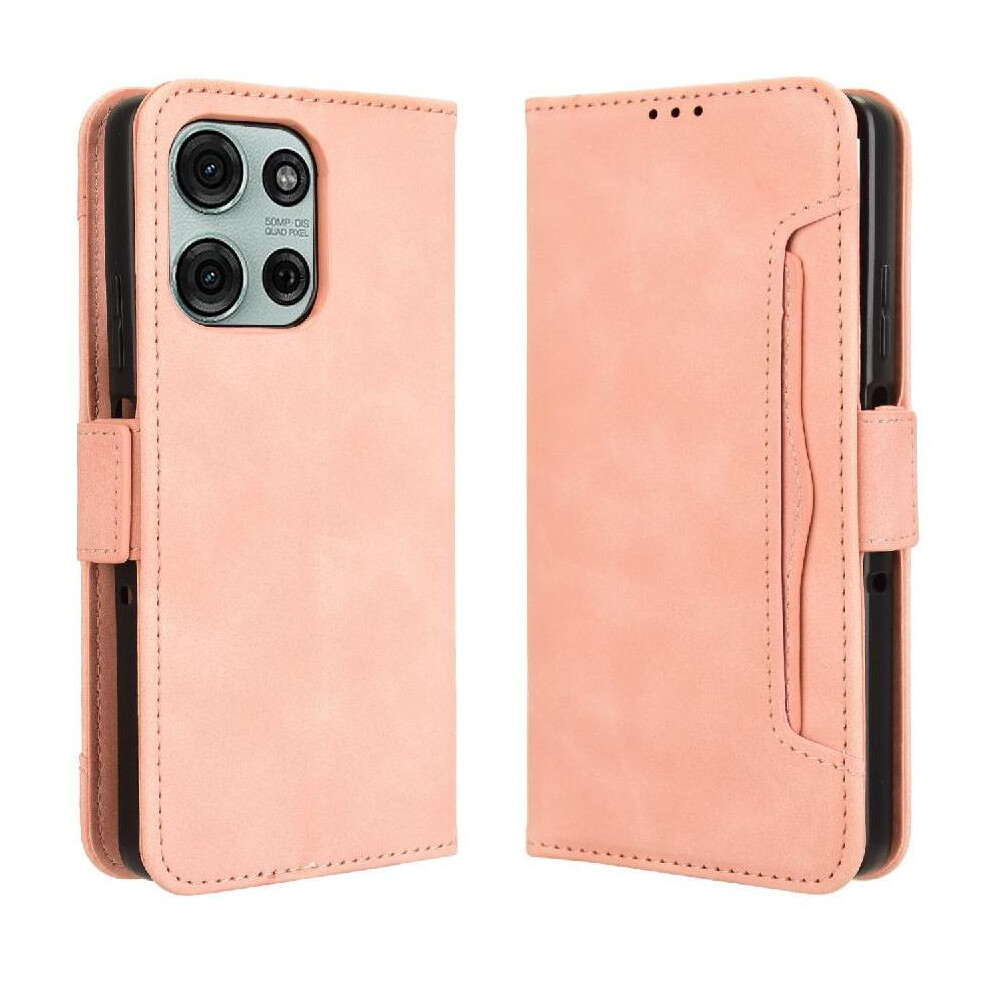 (Pink) Case For Motorola Moto G75 5G Leather Wallet Cover Magnetic Closure Adjustable Detachable Card Holder Pink 764563408870